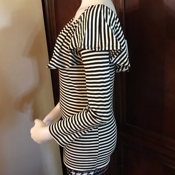 🆕 Bellino Black/White Stripe Blouse-X-Lg - Picture 3 of 6